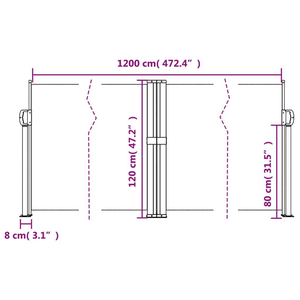 vidaXL Seitenmarkise Ausziehbar Terrakottarot 120x1200 cm