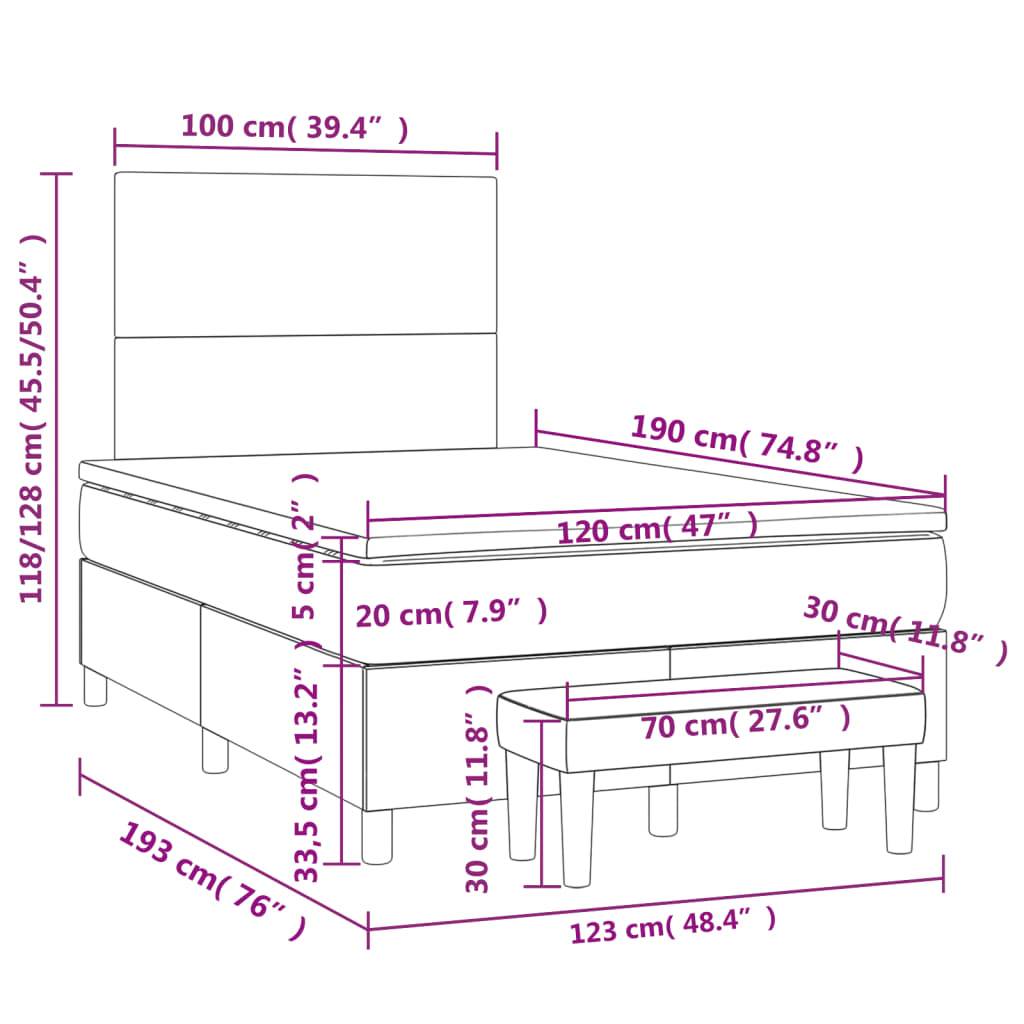 vidaXL Boxspringbett mit Matratze Dunkelgrün 120x190 cm Samt