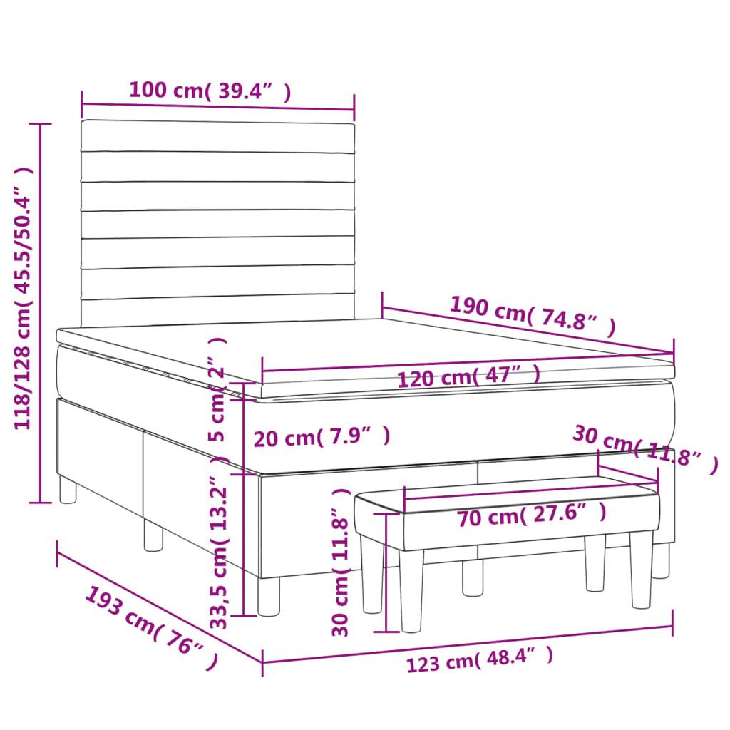 vidaXL Boxspringbett mit Matratze Dunkelgrün 120x190 cm Samt