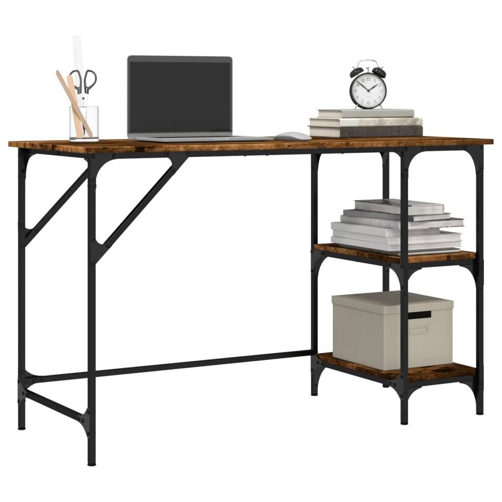 vidaXL Schreibtisch Räuchereiche 120x50x75 cm Metall Holzwerkstoff