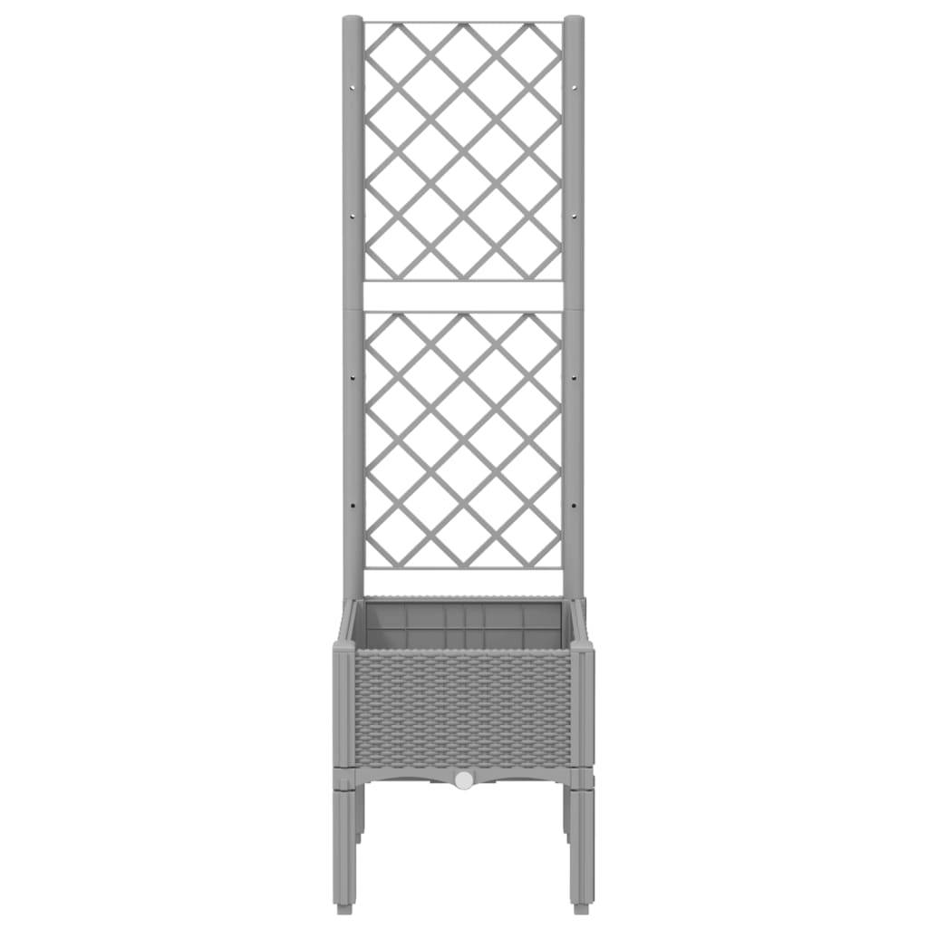 vidaXL Pflanzkübel mit Rankgitter Hellgrau 40x40x142 cm PP