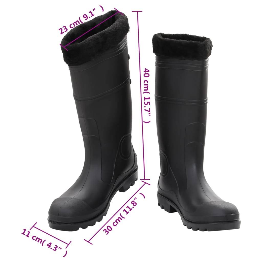 vidaXL Gummistiefel mit Herausnehmbarem Innenfutter Schwarz Gr. 44 PVC
