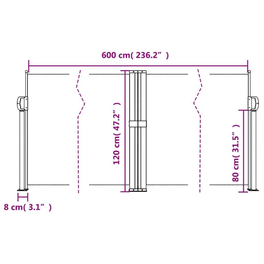 vidaXL Seitenmarkise Ausziehbar Weiß 120x600 cm
