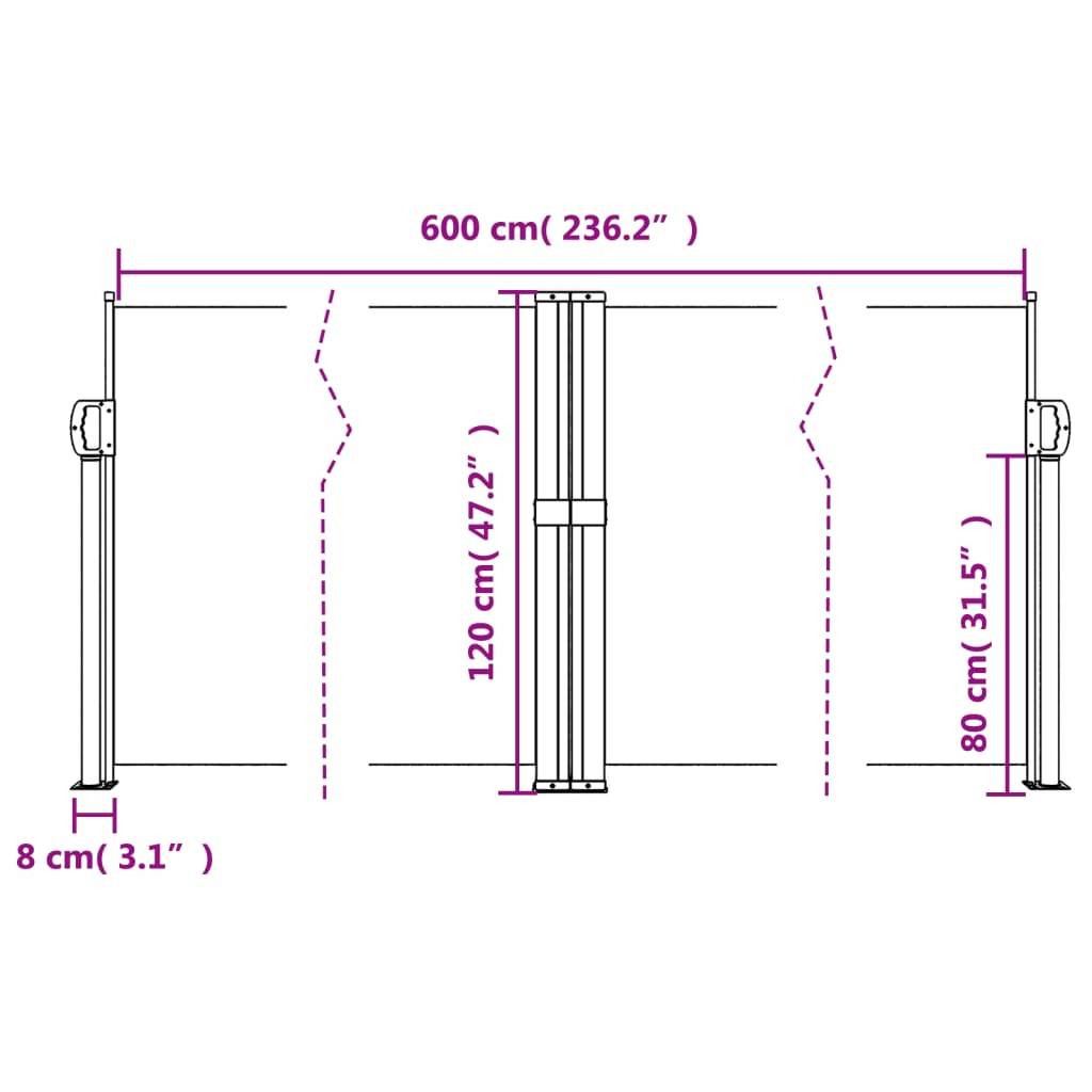vidaXL Seitenmarkise Ausziehbar Beige 120x600 cm