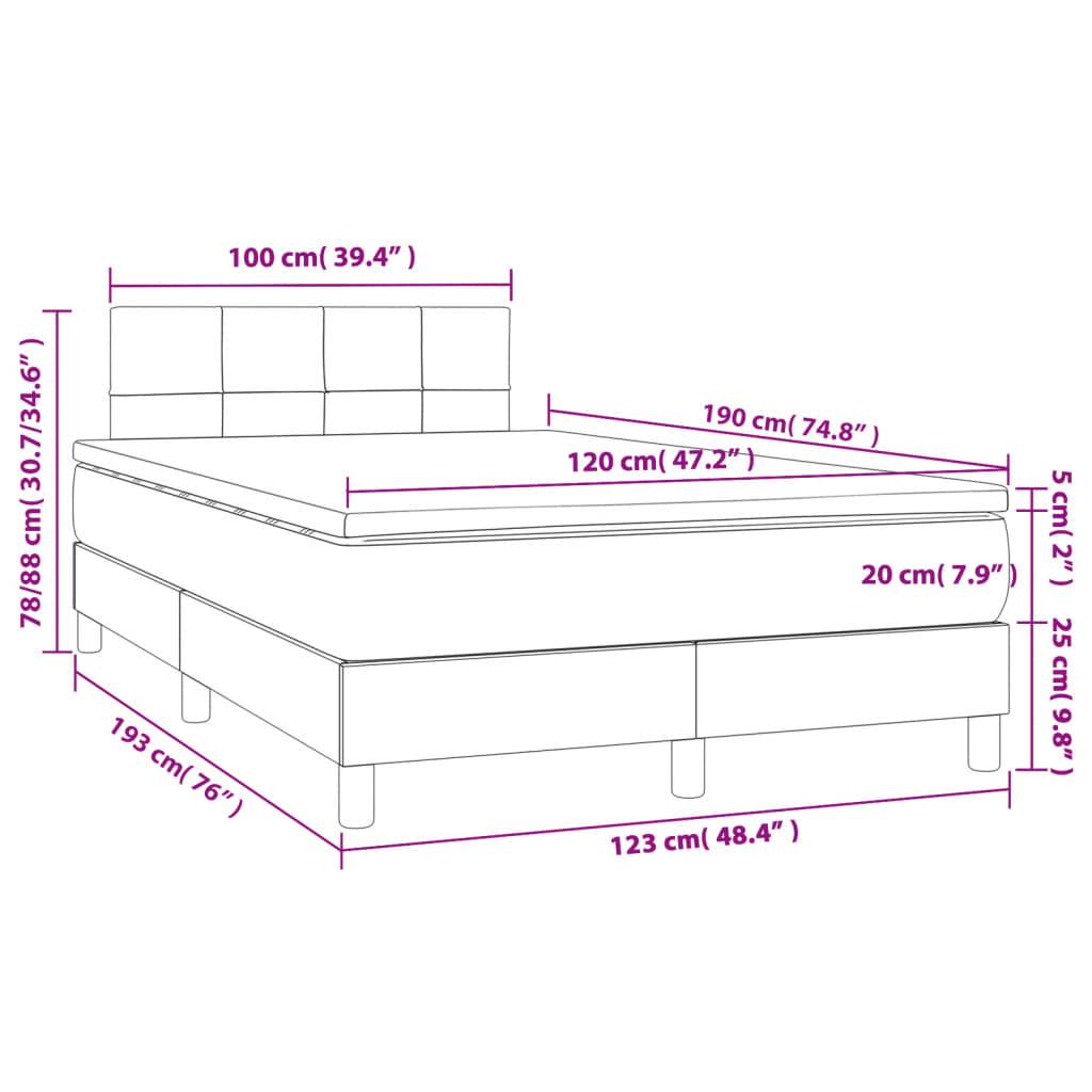 vidaXL Boxspringbett mit Matratze &amp; LED Blau 120x190 cm Stoff