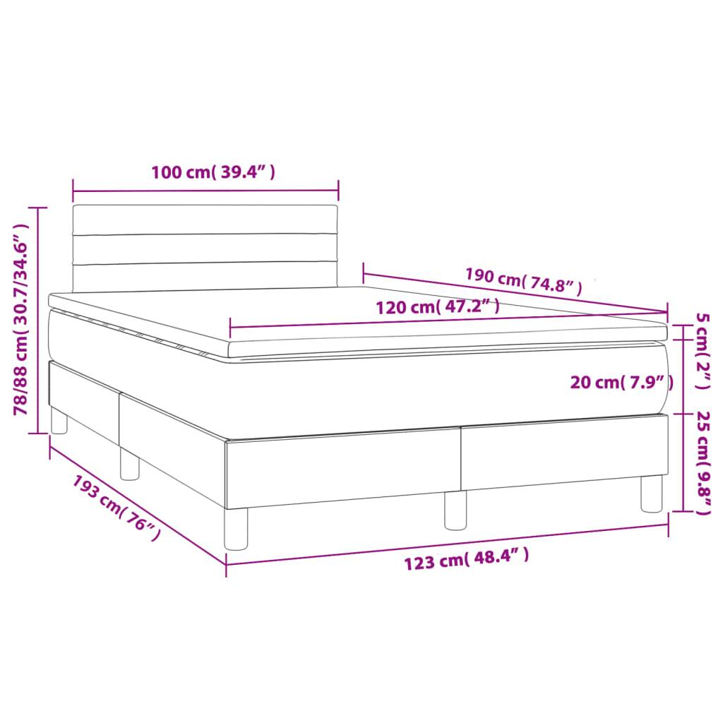 vidaXL Boxspringbett mit Matratze Dunkelgrau 120x190 cm Stoff