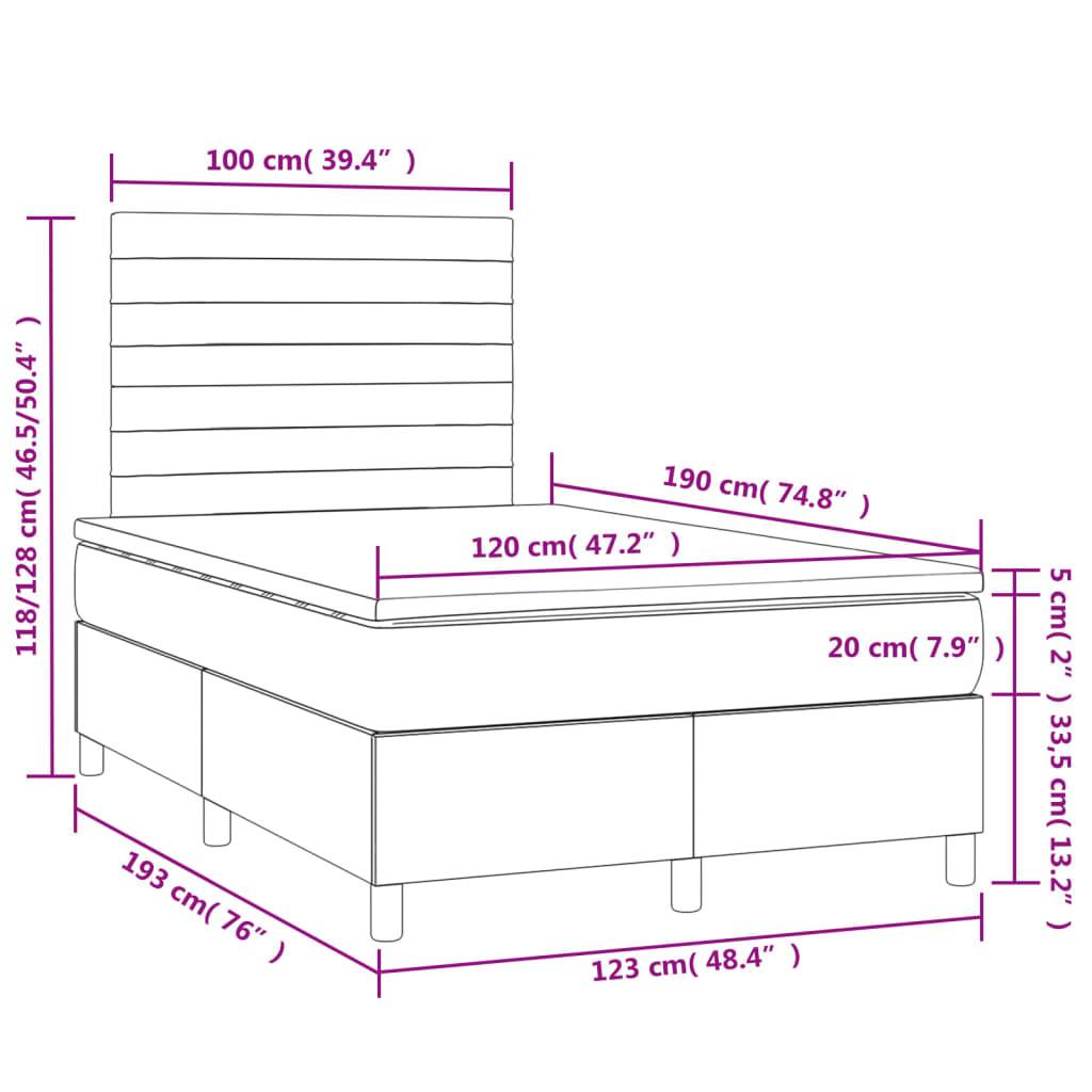 vidaXL Boxspringbett mit Matratze & LED Rosa 120x190 cm Samt