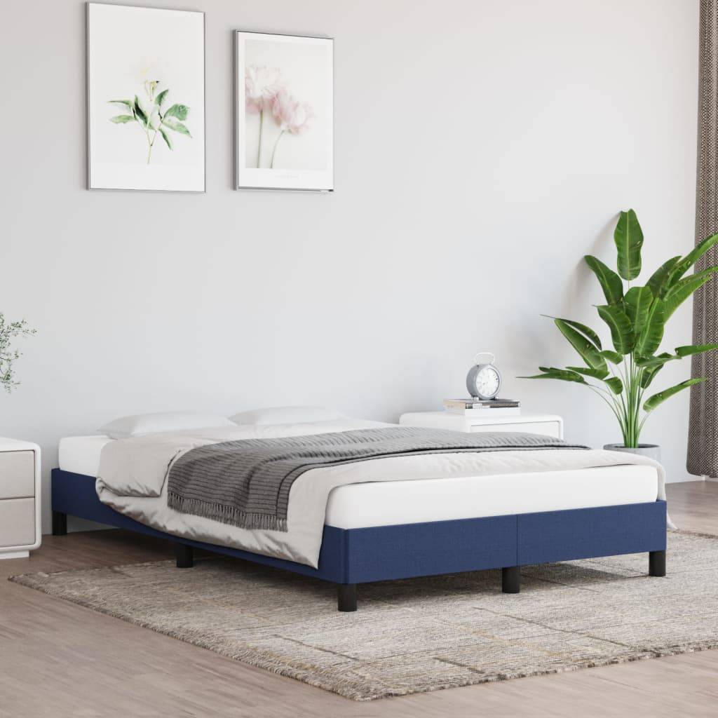 vidaXL Bettgestell ohne Matratze Blau 120x190 cm Stoff
