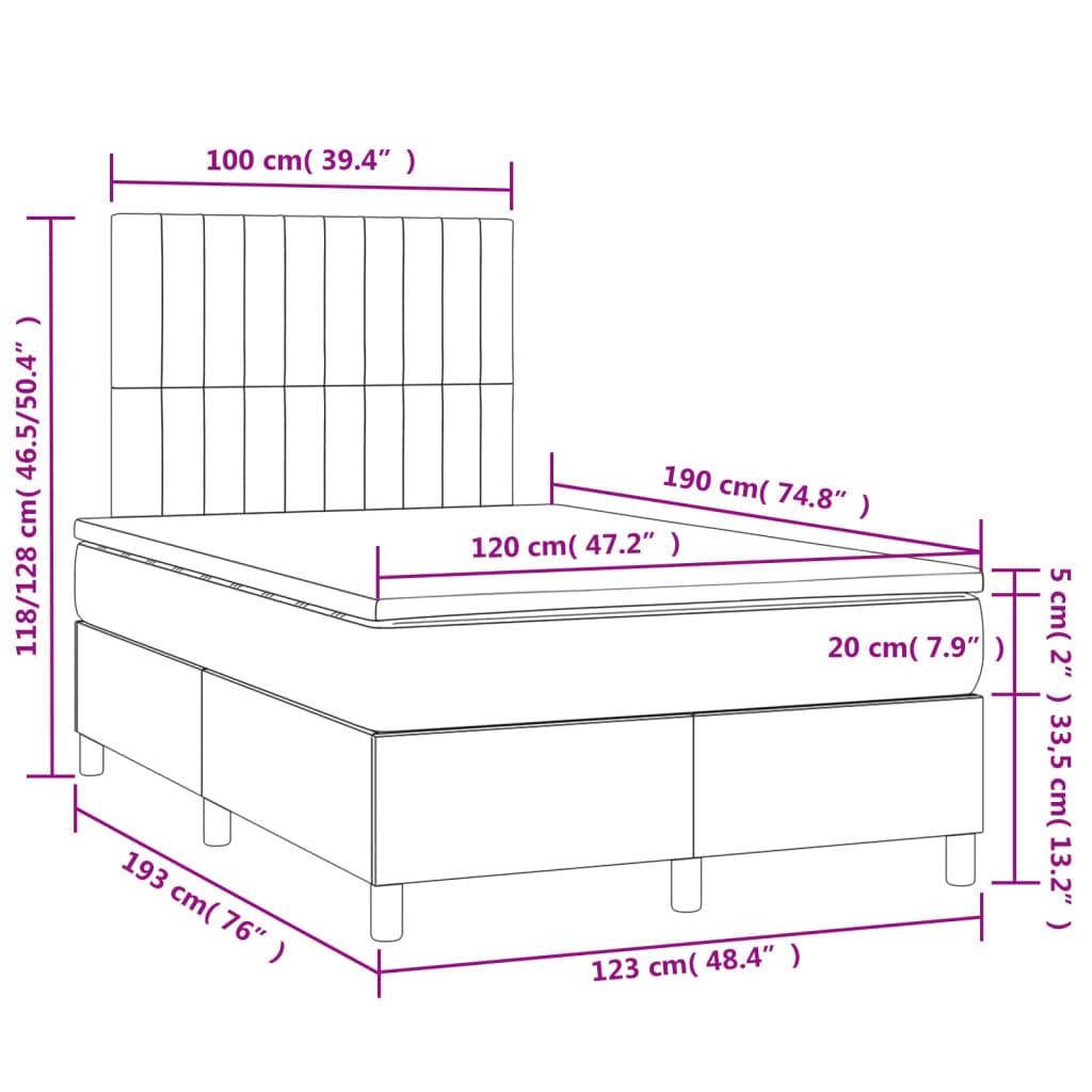 vidaXL Boxspringbett mit Matratze & LED Blau 120x190 cm Stoff