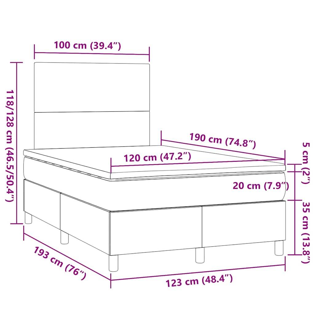 vidaXL Boxspringbett mit Matratze & LED Taupe 120x190 cm Stoff