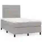 vidaXL Boxspringbett mit Matratze & LED Hellgrau 120x190 cm Stoff vidaXL Boxspringbett mit Matratze & LED Hellgrau 120x190 cm Stoff