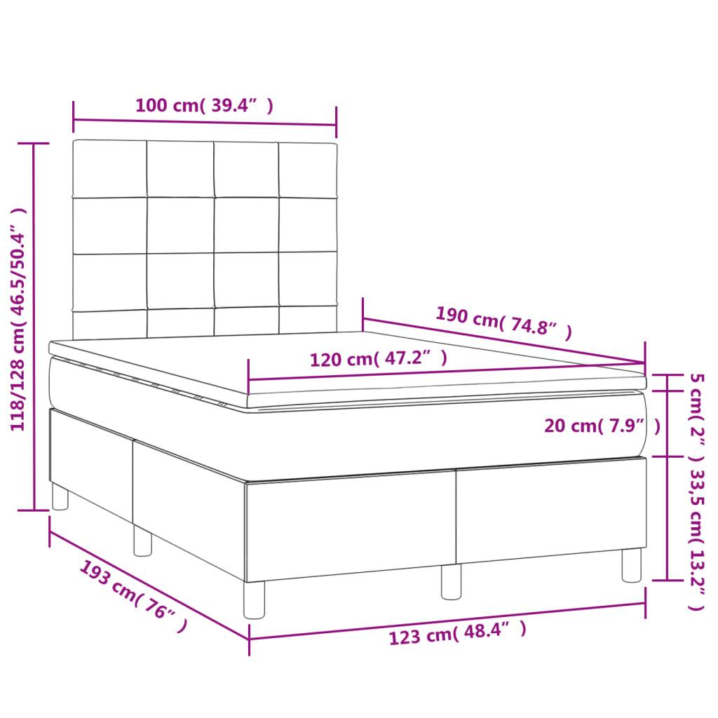 vidaXL Boxspringbett mit Matratze & LED Creme 120x190 cm Stoff