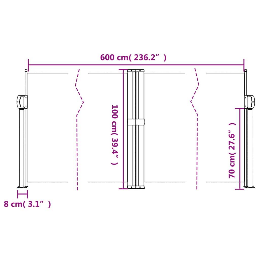 vidaXL Seitenmarkise Ausziehbar Taupe 100x600 cm