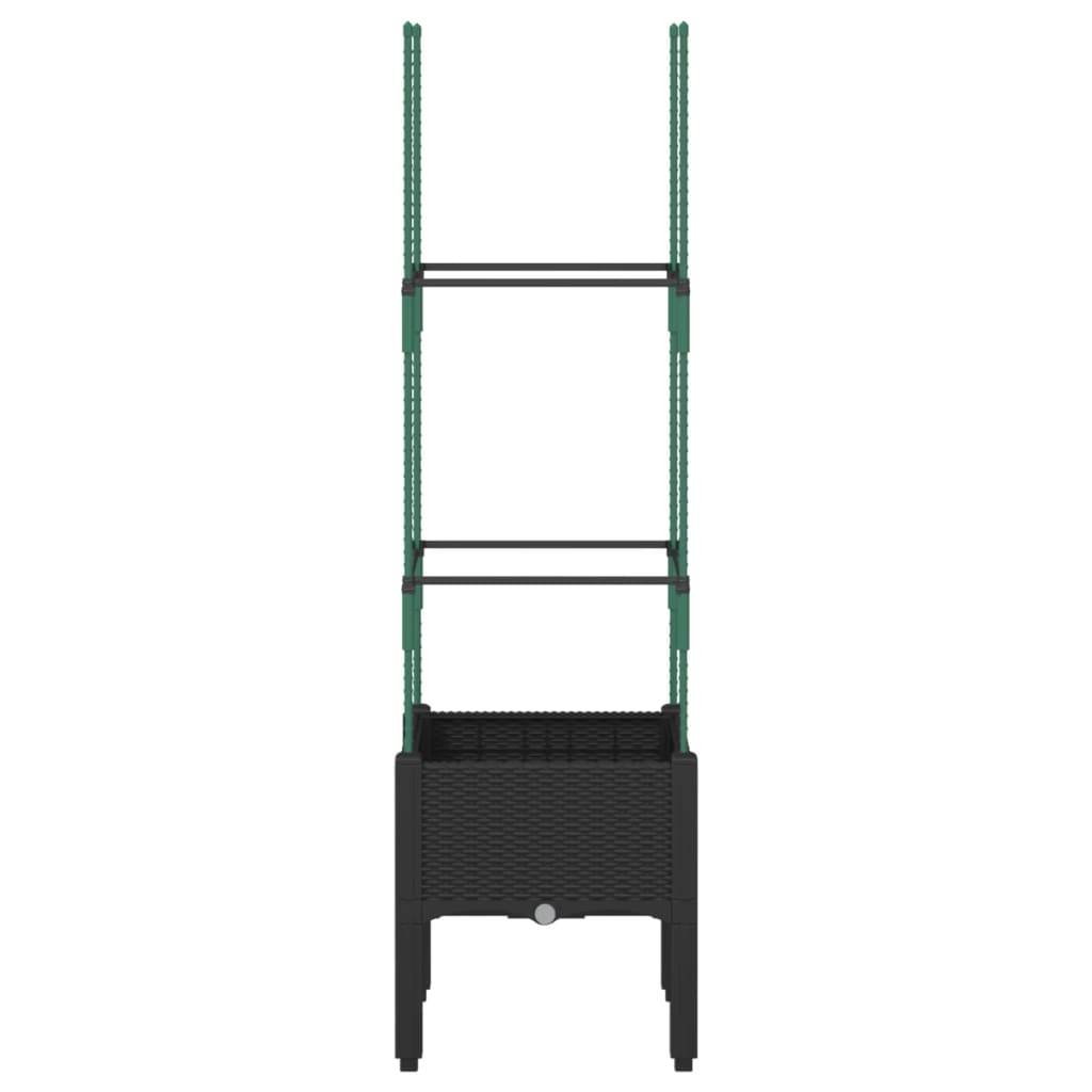 vidaXL Pflanzkübel mit Rankgitter Schwarz 40x40x142,5 cm PP