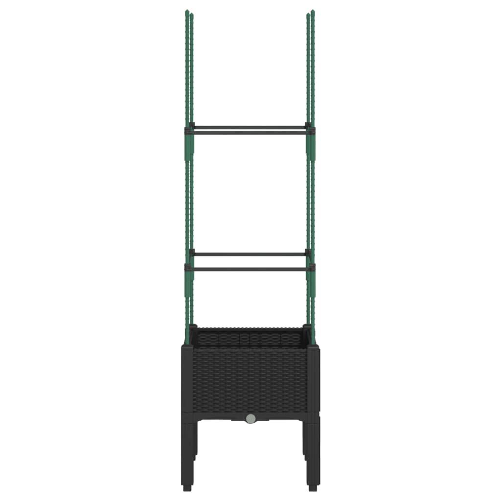 vidaXL Pflanzkübel mit Rankgitter Schwarz 40x40x142,5 cm PP