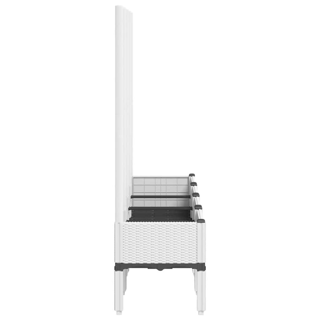 vidaXL Pflanzkübel mit Rankgitter Weiß 160x40x142 cm PP