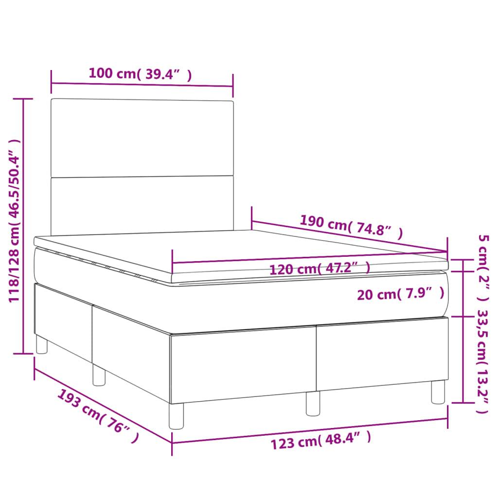 vidaXL Boxspringbett mit Matratze Schwarz 120x190 cm Kunstleder