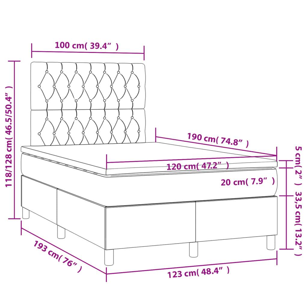 vidaXL Boxspringbett mit Matratze Blau 120x190 cm Stoff