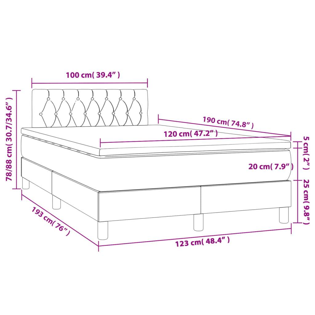 vidaXL Boxspringbett mit Matratze Hellgrau 120x190 cm Stoff