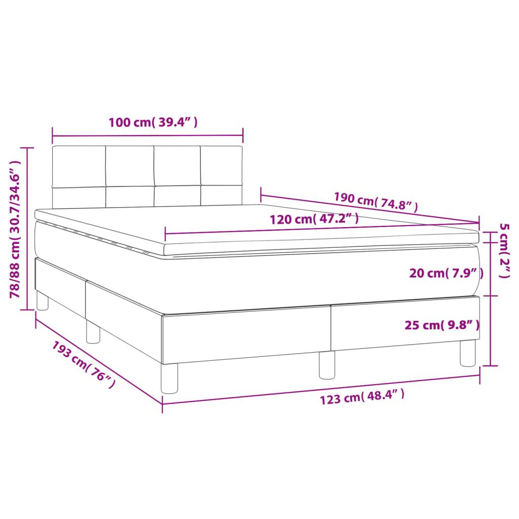 vidaXL Boxspringbett mit Matratze Hellgrau 120x190 cm Stoff