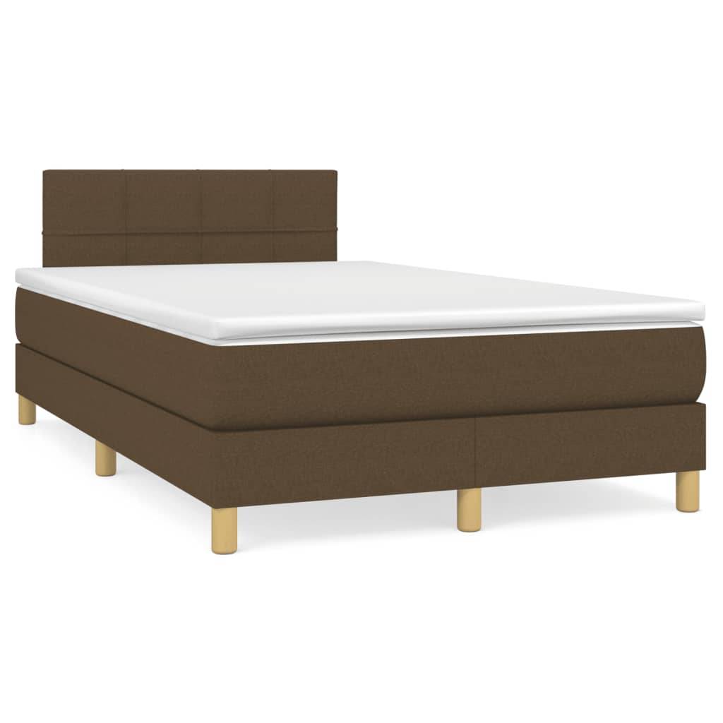 vidaXL Boxspringbett mit Matratze Dunkelbraun 120x190 cm Stoff