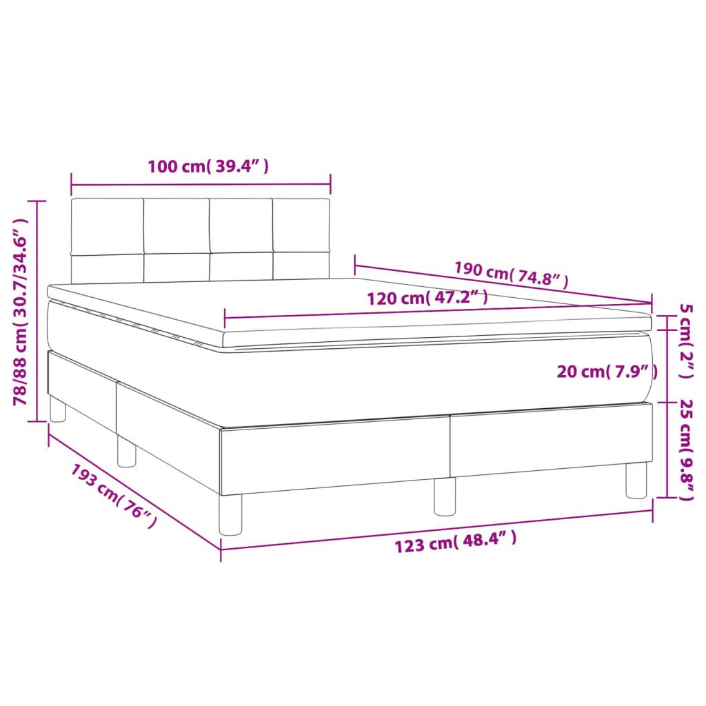 vidaXL Boxspringbett mit Matratze Dunkelbraun 120x190 cm Stoff