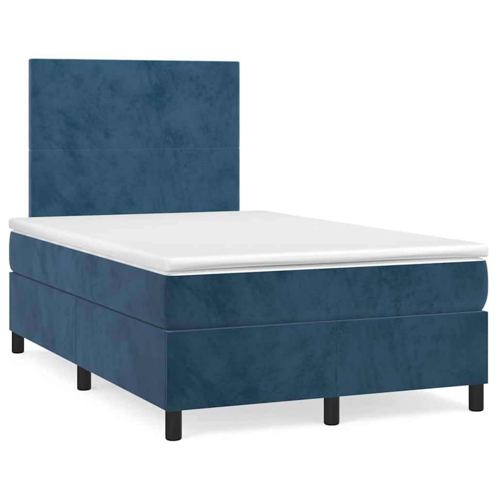 vidaXL Boxspringbett mit Matratze & LED Dunkelblau 120x190 cm Samt