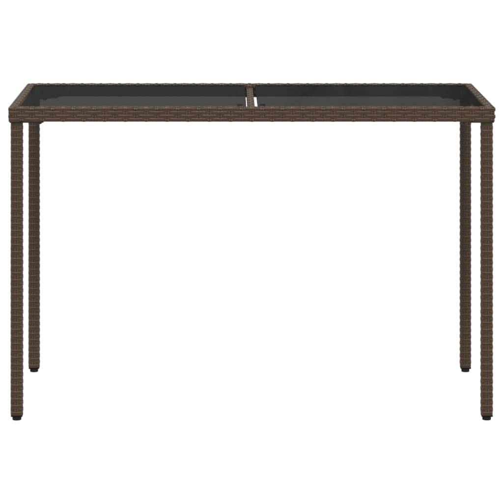vidaXL Gartentisch mit Glasplatte Braun 115x54x74 cm Poly Rattan