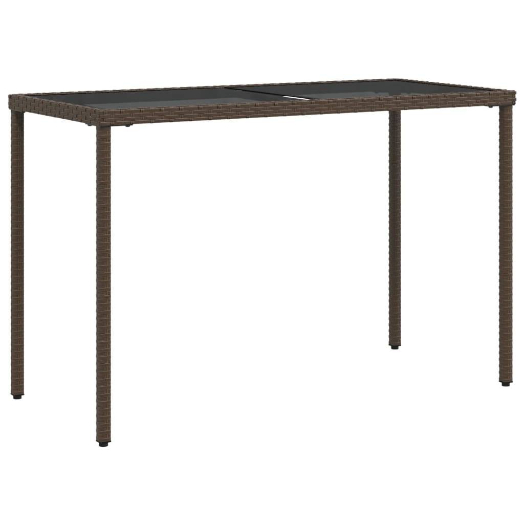 vidaXL Gartentisch mit Glasplatte Braun 115x54x74 cm Poly Rattan