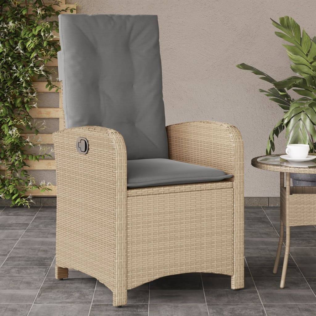 vidaXL Gartensessel Kissen 2Stk. Verstellbar Beigemischung Poly Rattan