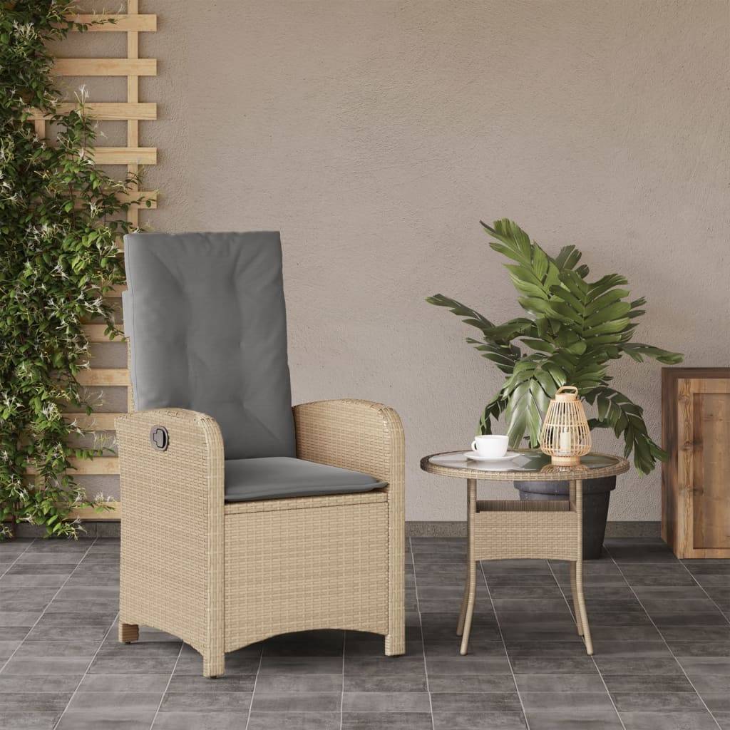 vidaXL Gartensessel mit Kissen Verstellbar Beigemischung Poly Rattan