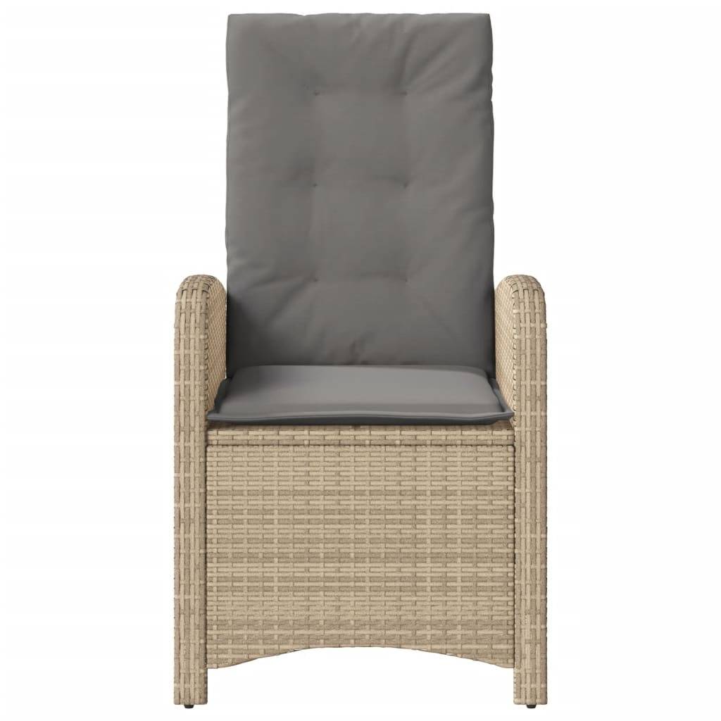 vidaXL Gartensessel mit Kissen Verstellbar Beigemischung Poly Rattan