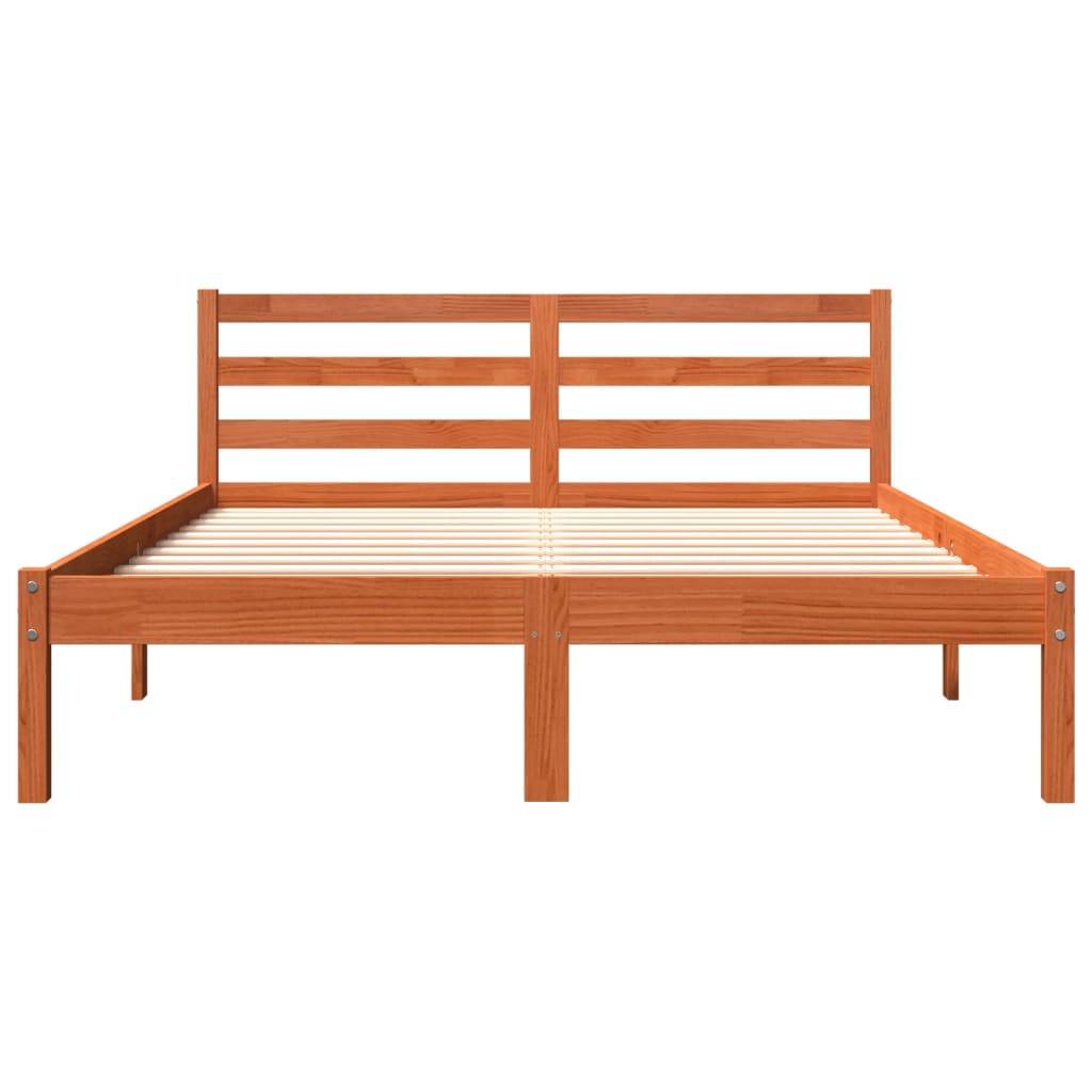 vidaXL Massivholzbett ohne Matratze Wachsbraun 120x190 cm Kiefernholz