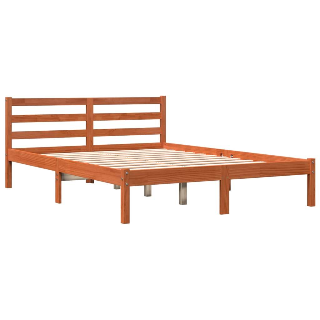vidaXL Massivholzbett ohne Matratze Wachsbraun 120x190 cm Kiefernholz