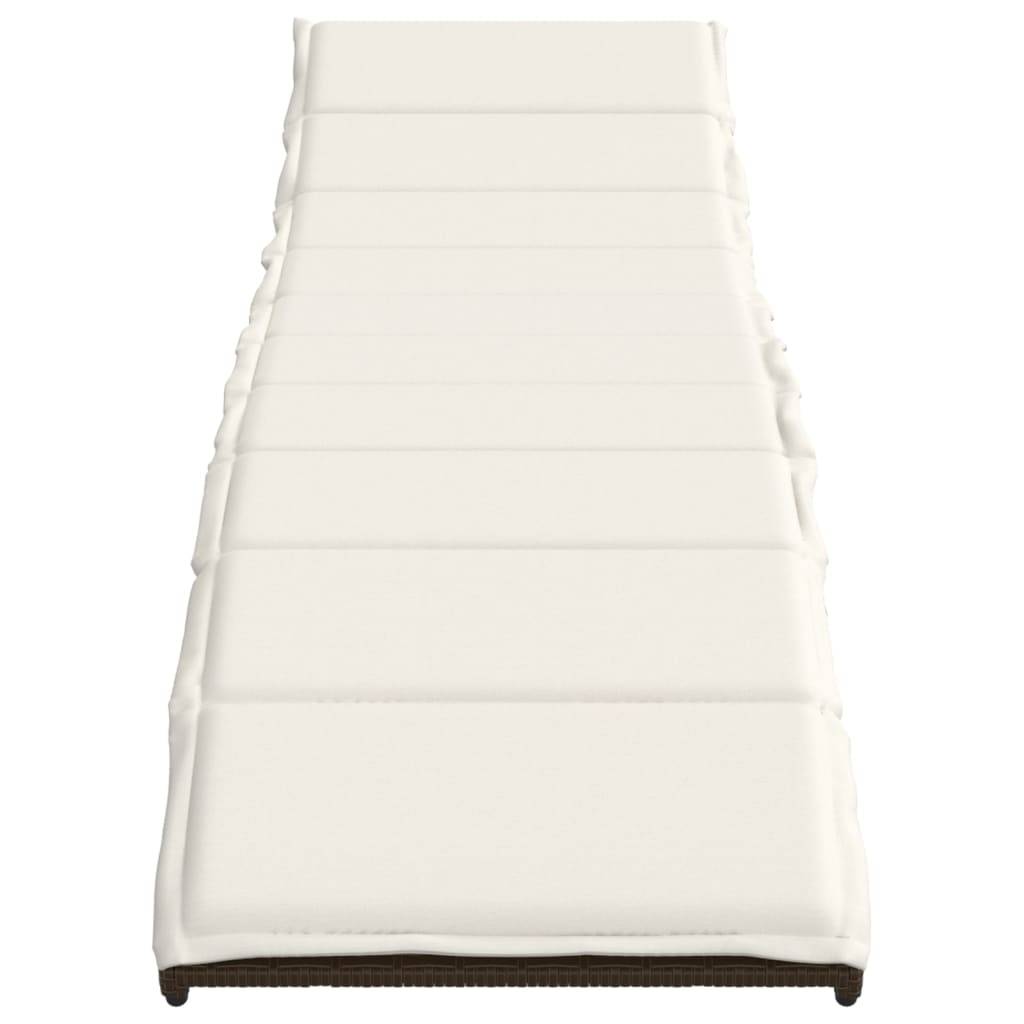 vidaXL Sonnenliege mit Kissen Braun 55x199x50 cm Poly Rattan