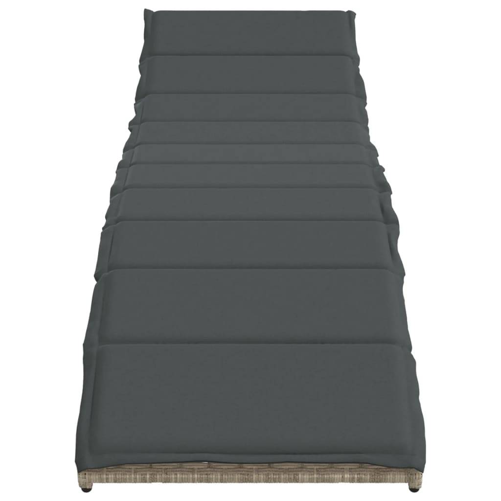 vidaXL Sonnenliege mit Kissen Hellgrau 55x199x50 cm Poly Rattan