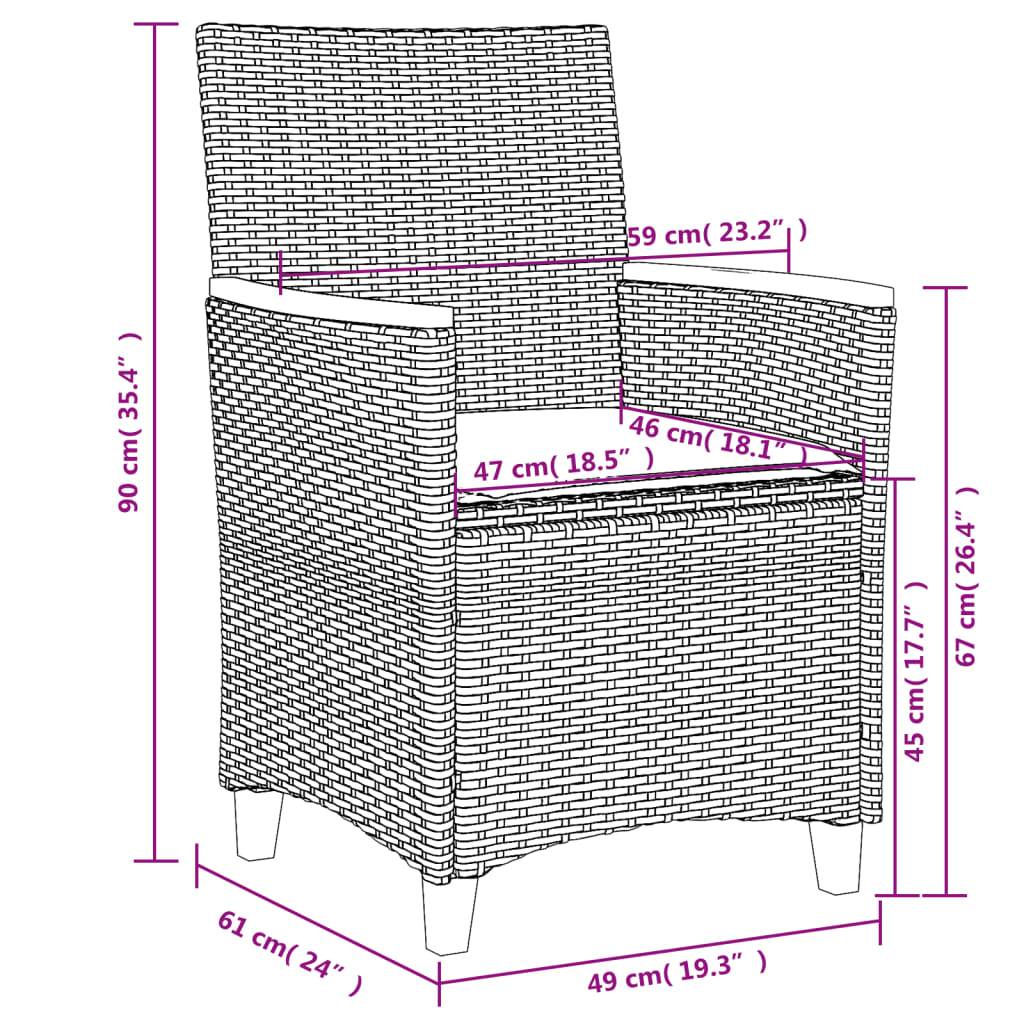 vidaXL Gartenstühle mit Kissen 2 Stk. Schwarz Poly Rattan Massivholz