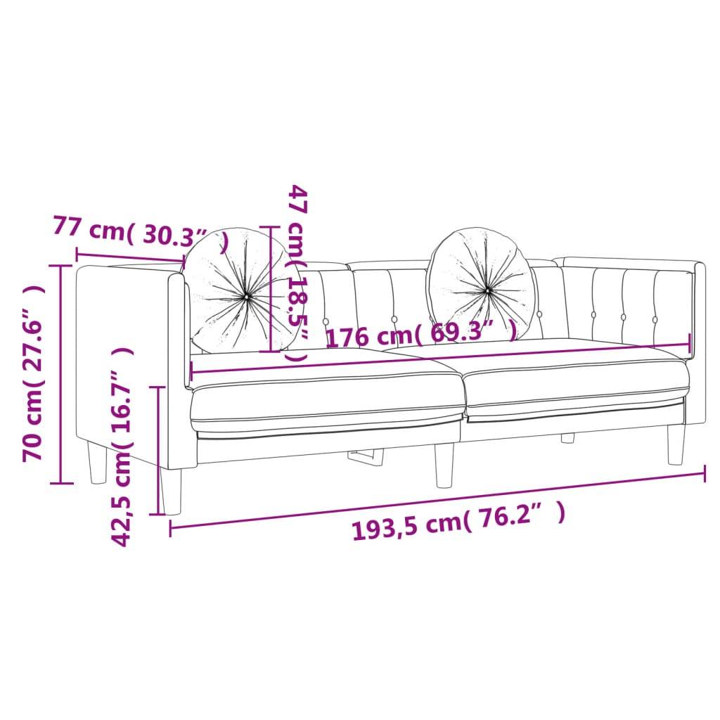 vidaXL Sofa mit Kissen 3-Sitzer Dunkelgrau Samt