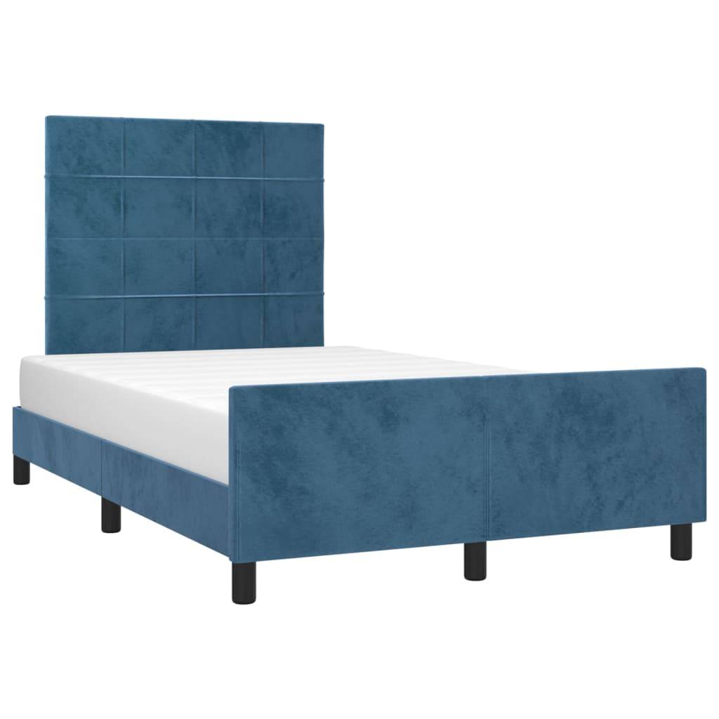 vidaXL Bettgestell ohne Matratze Dunkelblau 120x190 cm Samt