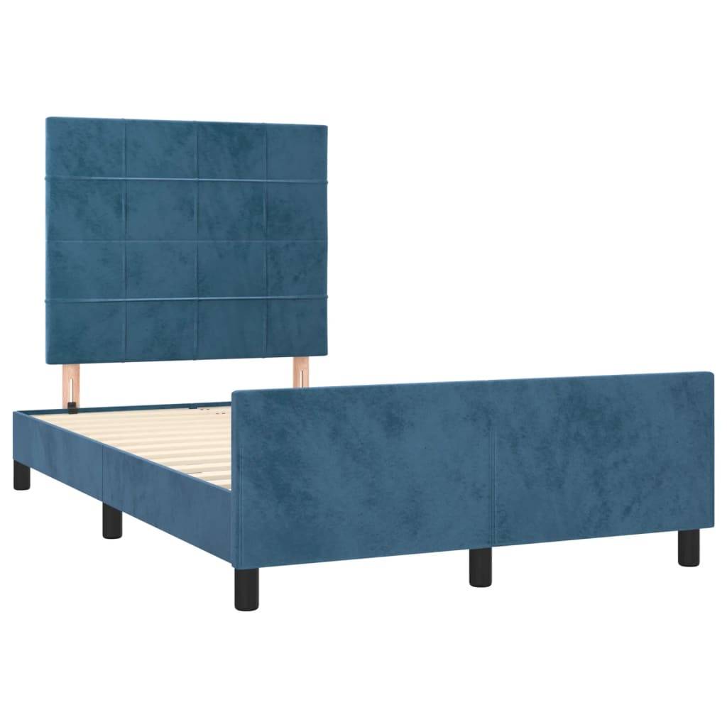 vidaXL Bettgestell ohne Matratze Dunkelblau 120x190 cm Samt