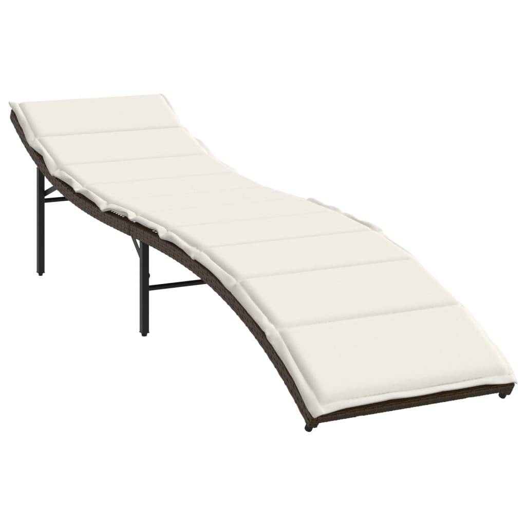 vidaXL Sonnenliegen 2 Stk. mit Tisch Braun Poly Rattan