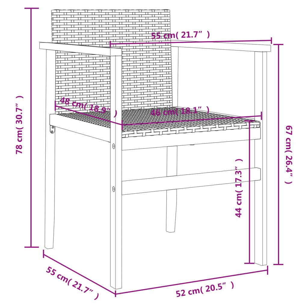 vidaXL Gartenstühle 2 Stk. Schwarz Poly Rattan und Massivholz