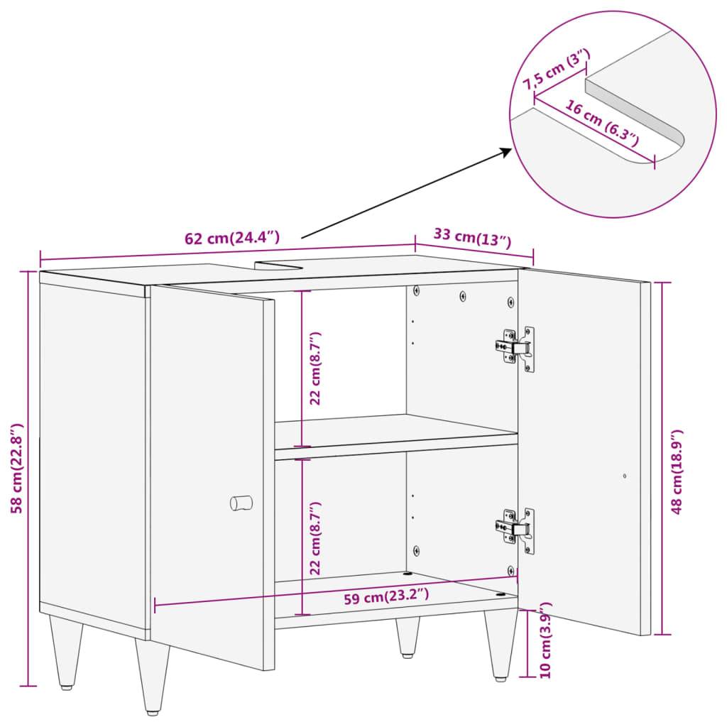vidaXL Waschbeckenunterschrank 62x33x58 cm Massivholz Mango