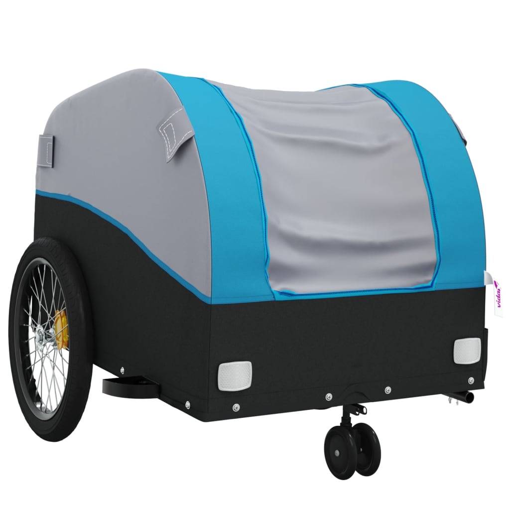 vidaXL Fahrradanhänger Schwarz und Blau 30 kg Eisen
