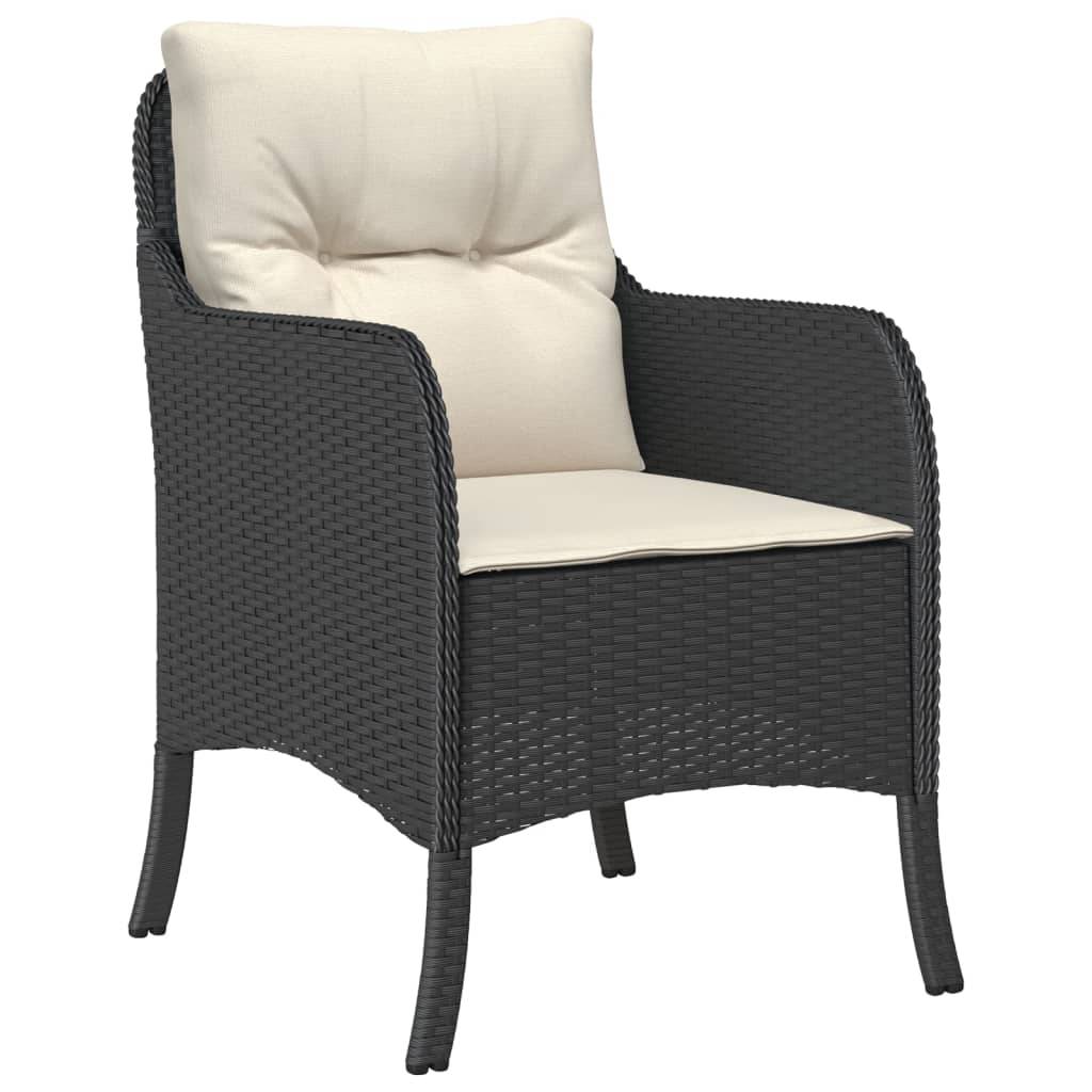 vidaXL Gartenstühle mit Kissen 2 Stk. Schwarz Poly Rattan