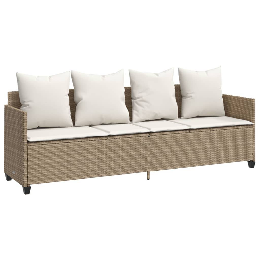 vidaXL 5-tlg. Garten-Sofagarnitur mit Kissen Beige Poly Rattan