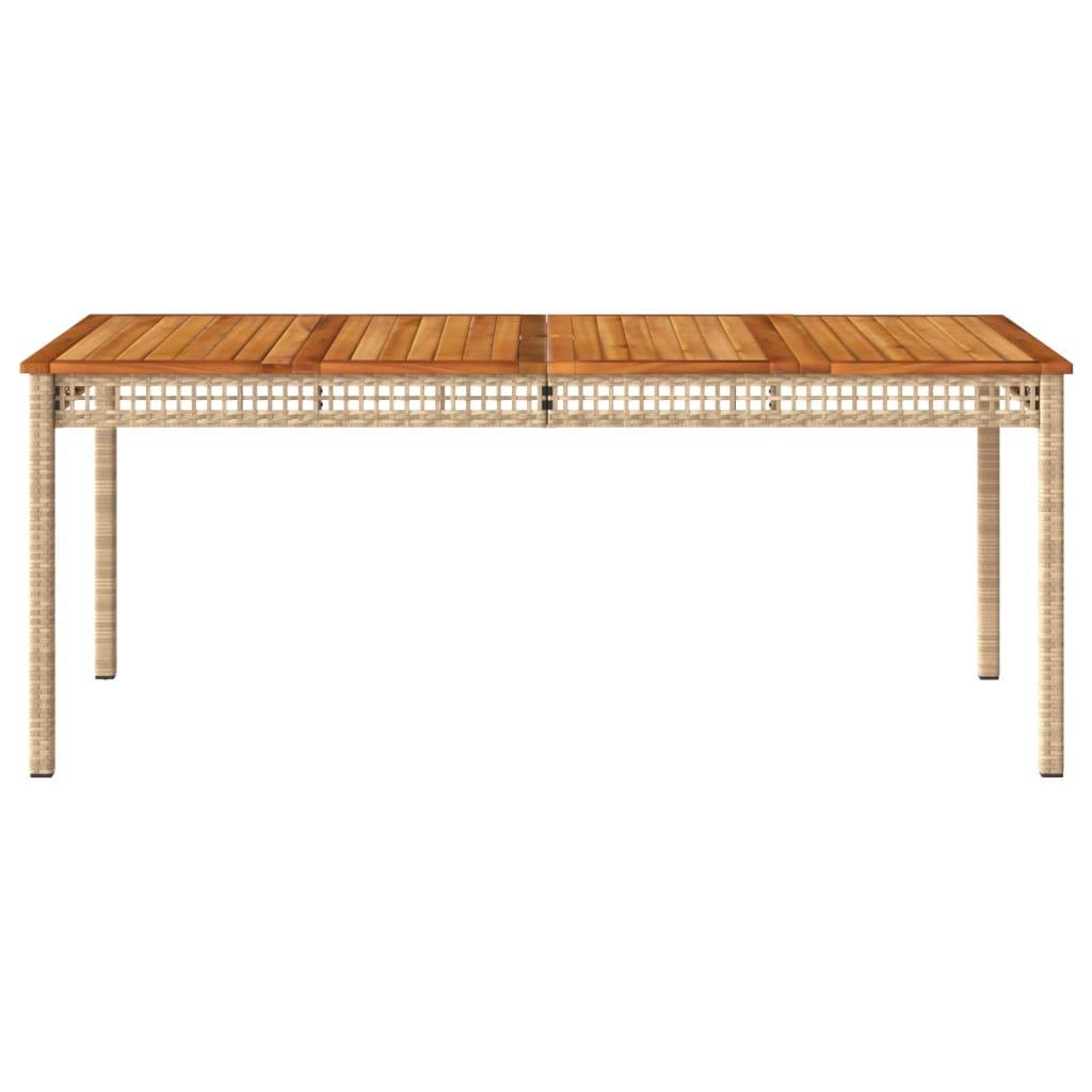 vidaXL Gartentisch Beige 180x90x75 cm Poly Rattan Akazienholz