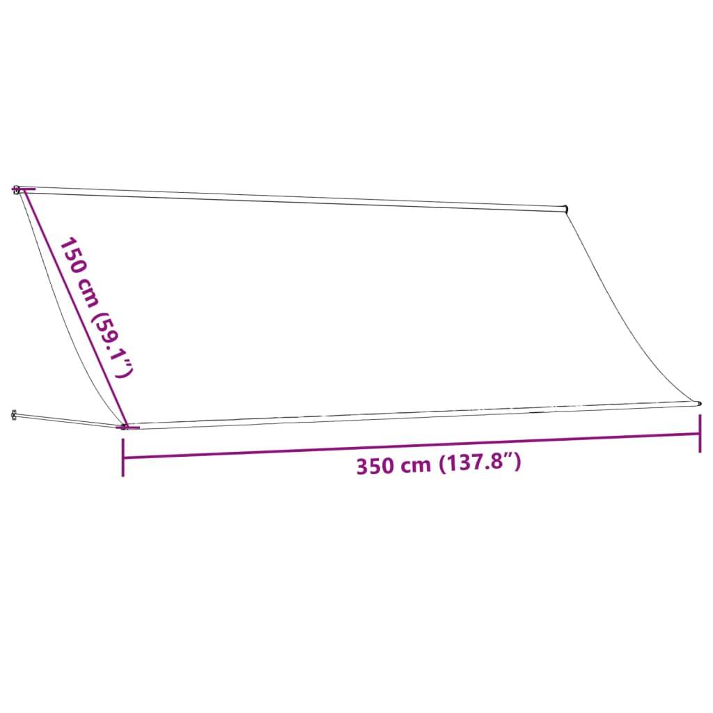 vidaXL Markise Einziehbar Creme 350x150 cm Stoff und Stahl