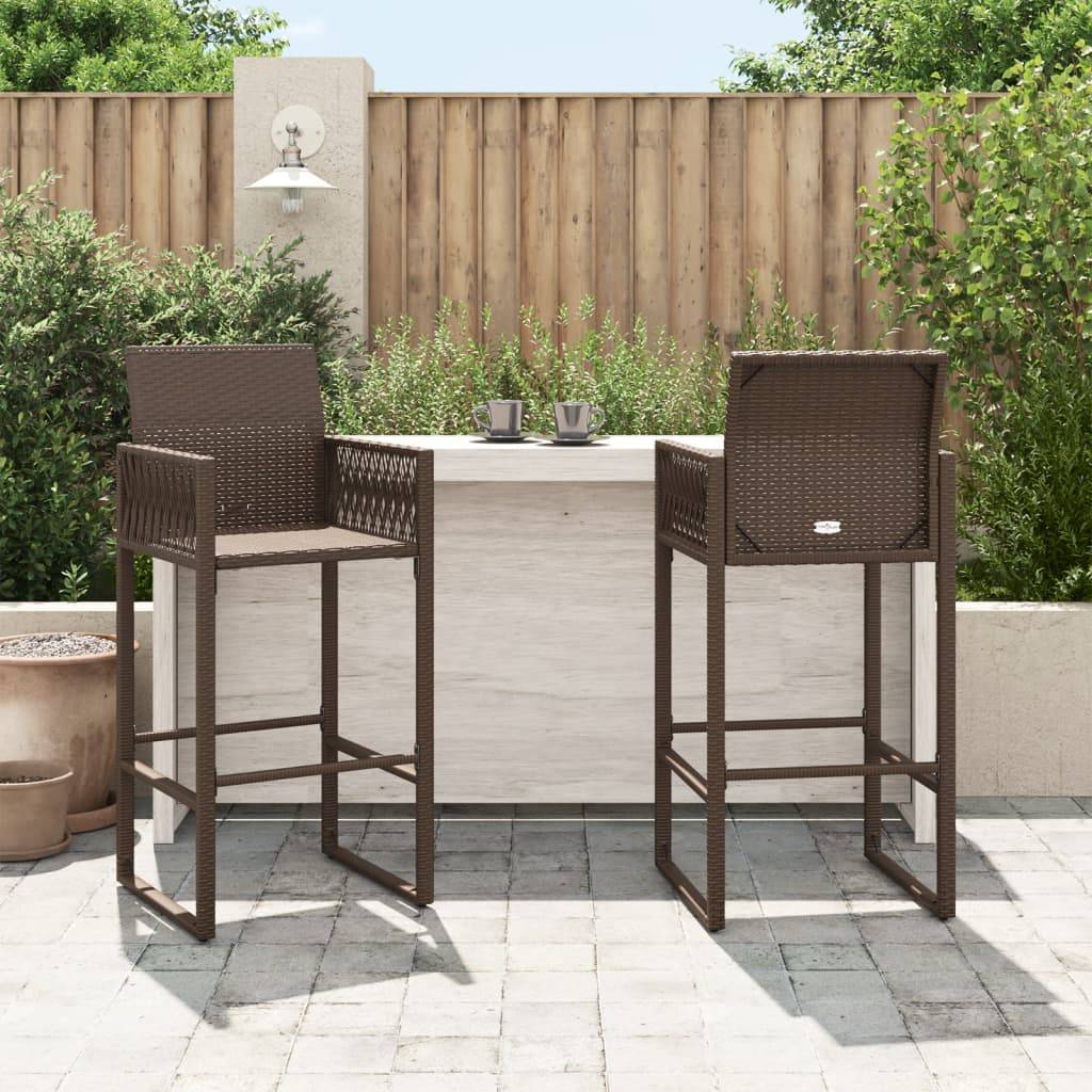 vidaXL Garten-Barhocker 2 Stk. Braun Poly Rattan