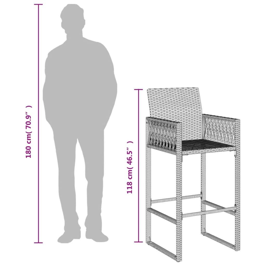 vidaXL Garten-Barhocker 2 Stk. Braun Poly Rattan